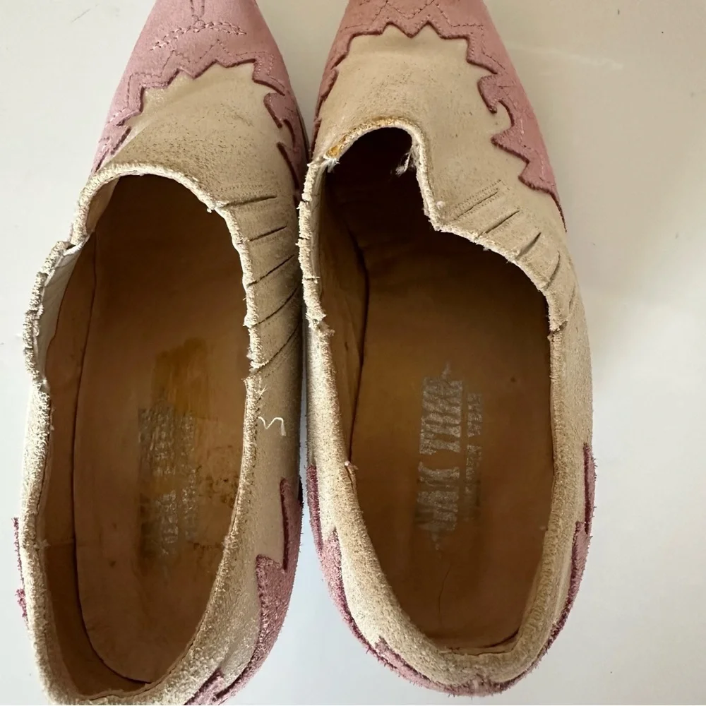 Oak Tree Western Suede Booties Pink Cream Size 8
